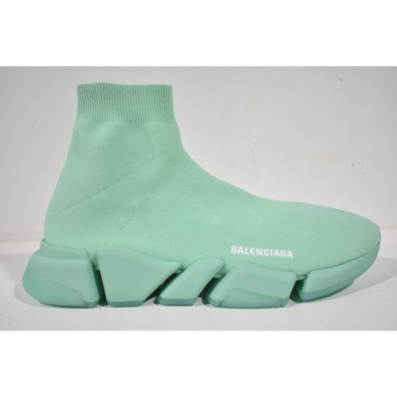 Balenciaga Mens Speed 2.0 Sock Mint Green High Top Knit Trainer Sneaker 45 12 - Picture 3 of 12